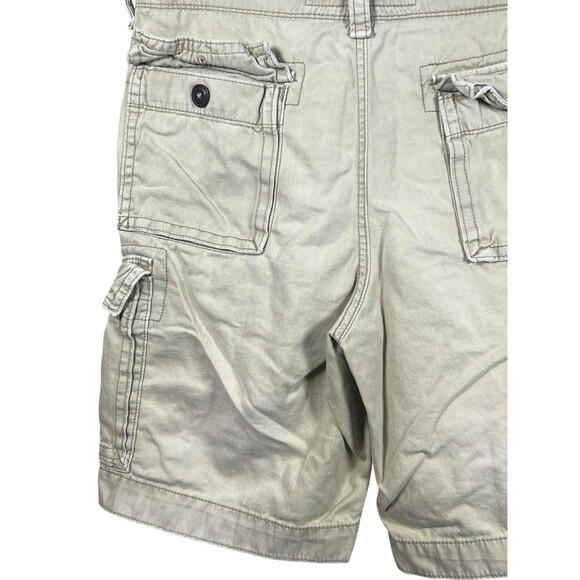 Y2K American Eagle Shorts Men’s 34 Khaki Cargo Classic Length Baggy Paratrooper - Picture 7 of 9